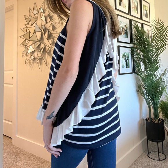 Navy & White Stripped Tunic Blouse - Picture 6 of 16